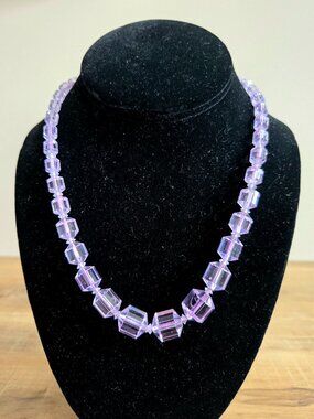 Vintage Amethyst Glass Necklace Choker